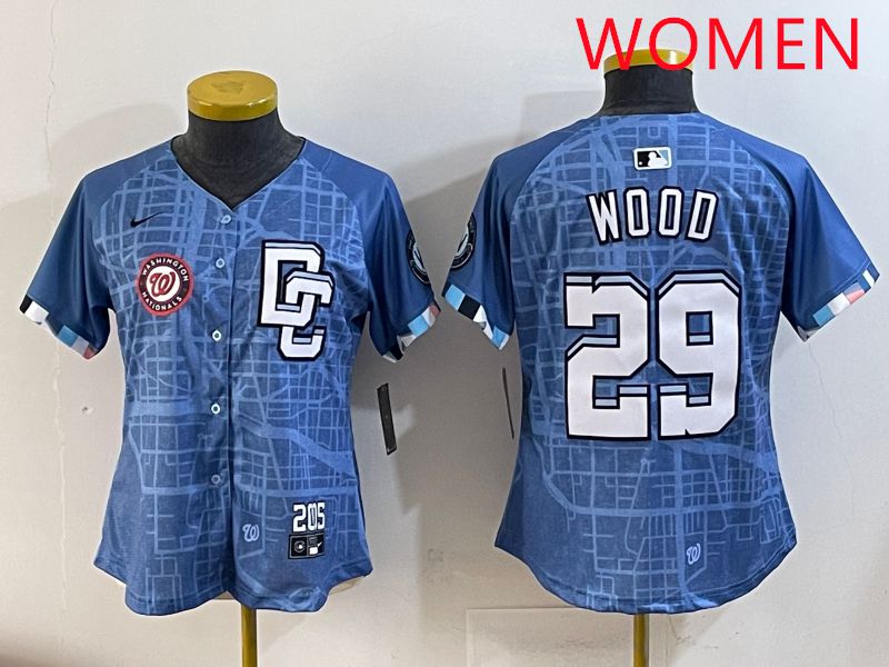 Women Washington Nationals #29 Wood Blue Joint Name 2025 Nike MLB Jersey style 5->women mlb jersey->Women Jersey